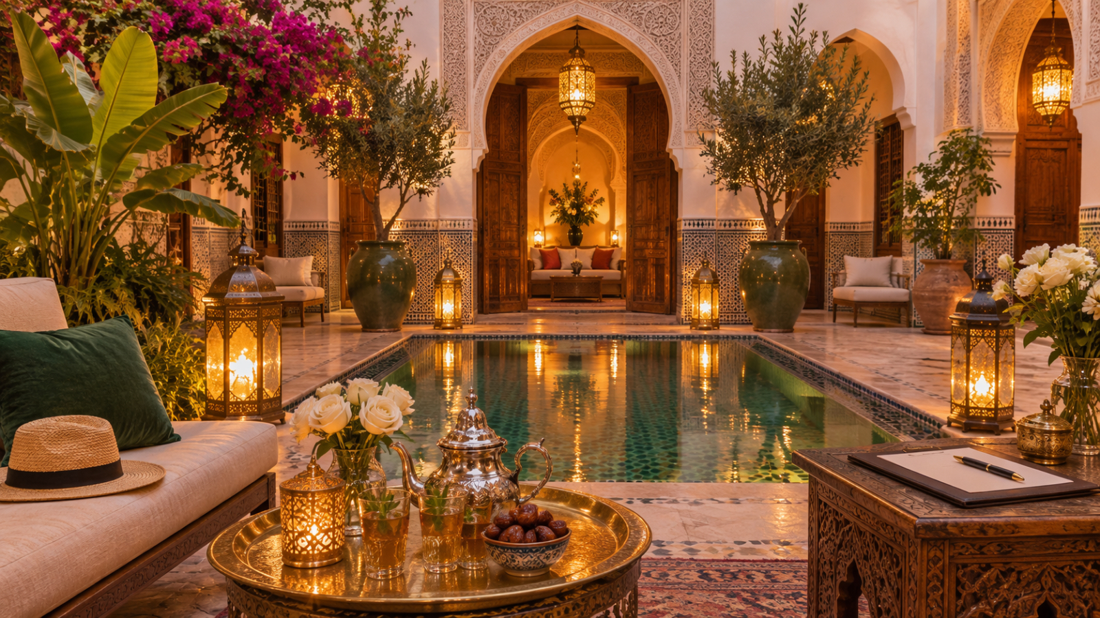 Conciergerie à Marrakech préparant l'accueil des voyageurs dans un riad - conciergerie marrakech