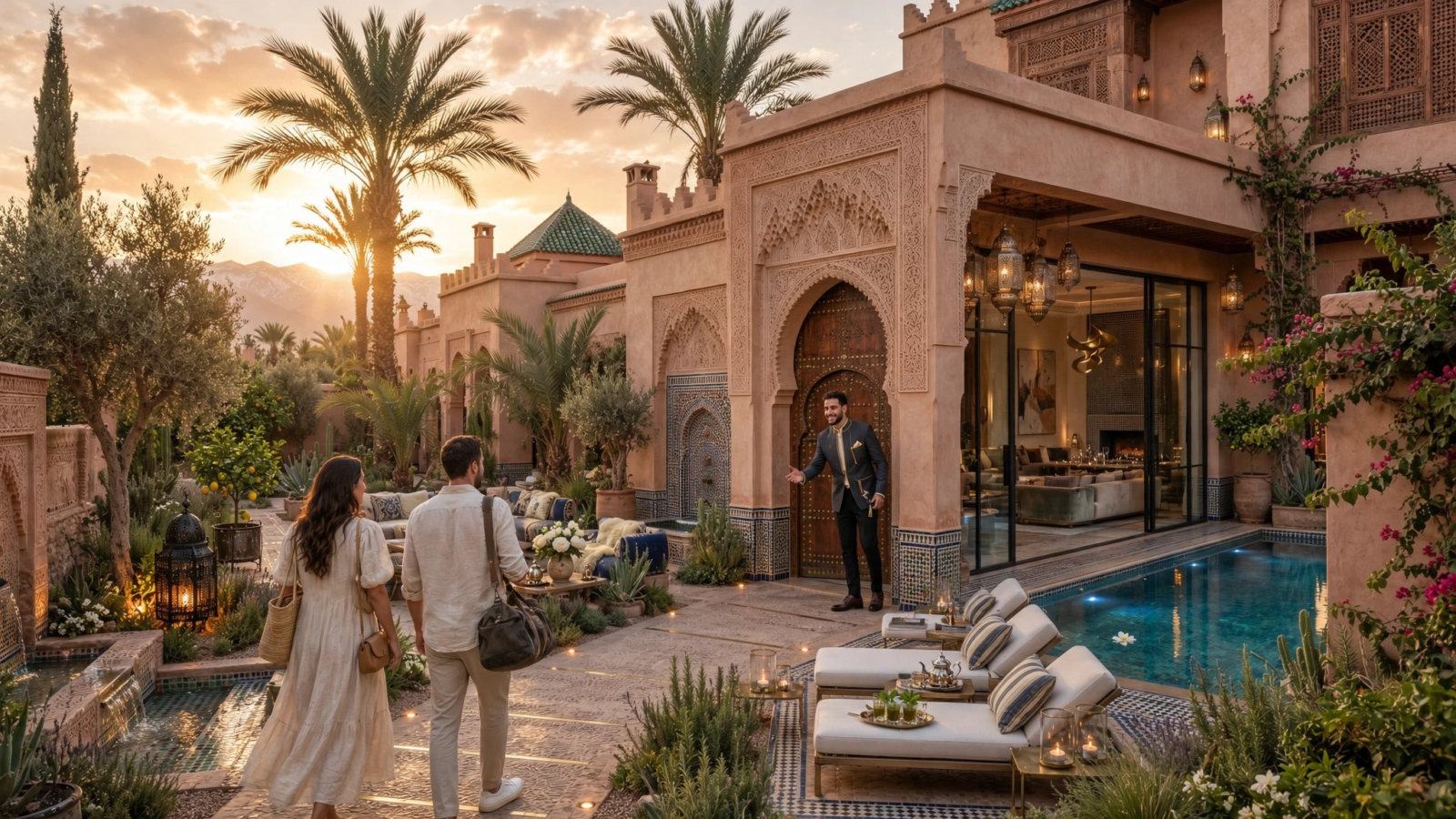 Elegant riad courtyard in Marrakech prepared by a luxury concierge team - marrakech luxury concierge